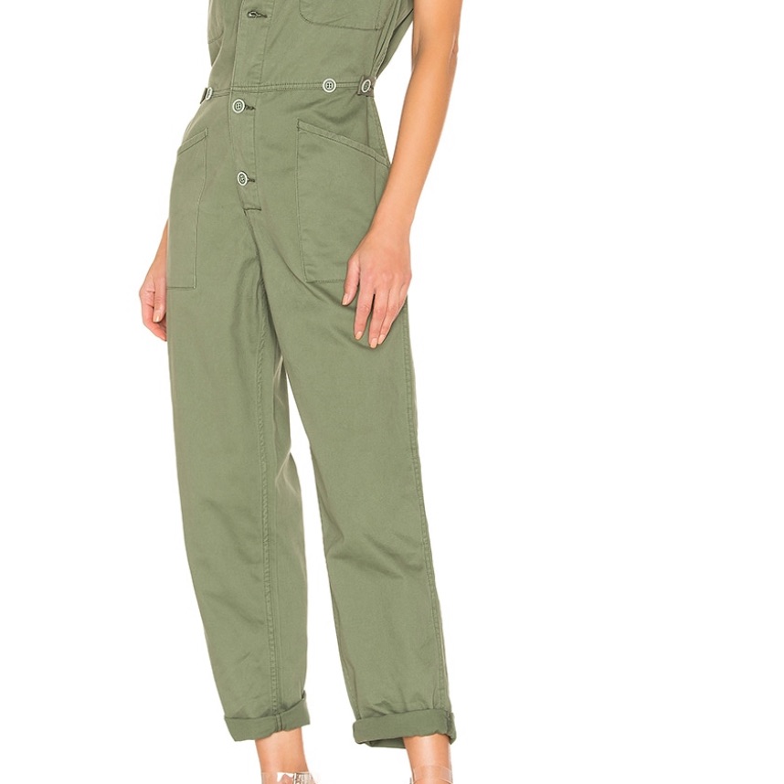 Pistola Grover Field Olive Green Button-Up Jumpsuit